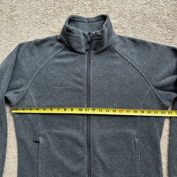 Columbia Jacket Mens Large Grey Full Zip Mock Neck Fleece Pockets Athletic - Picture 9 of 12